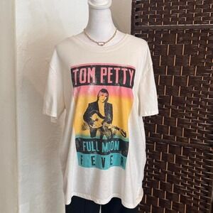 Vintage 90's TOM PETTY Echo Tour Shirt White Band Tee Size Medium